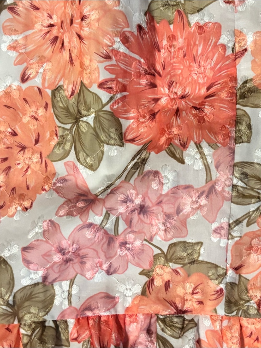 Adelyn Rae Pink Coral Floral Eyelet Midi Dress - Picture 7 of 8